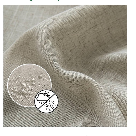 Linen mix waterproof SHOWER CURTAIN in natural linen color. 72” x 84”. New. - Picture 3 of 7